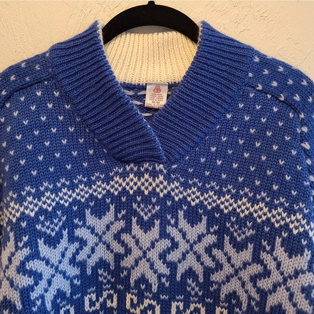 Vintage Fair Isle Wool Ski Scandinavian Sweater M - Picture 3 of 9